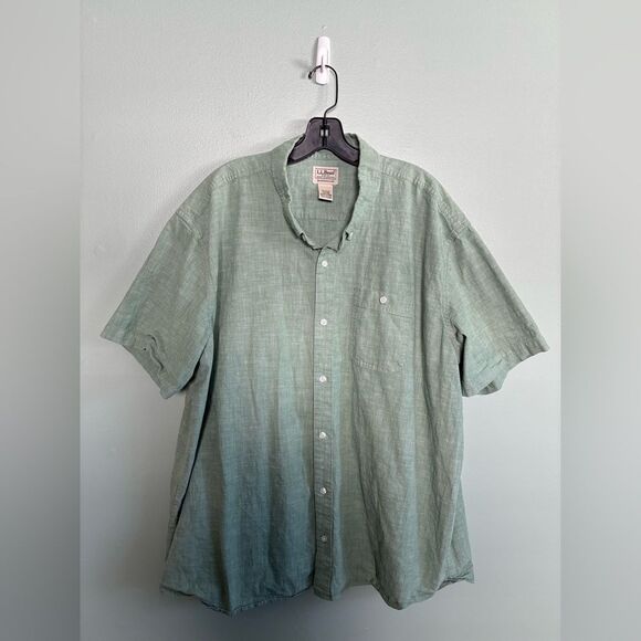 L.L. Bean Men's Comfort Stretch Chambray Untucked Fit S/S Button Down 513685 XXL - Picture 1 of 5